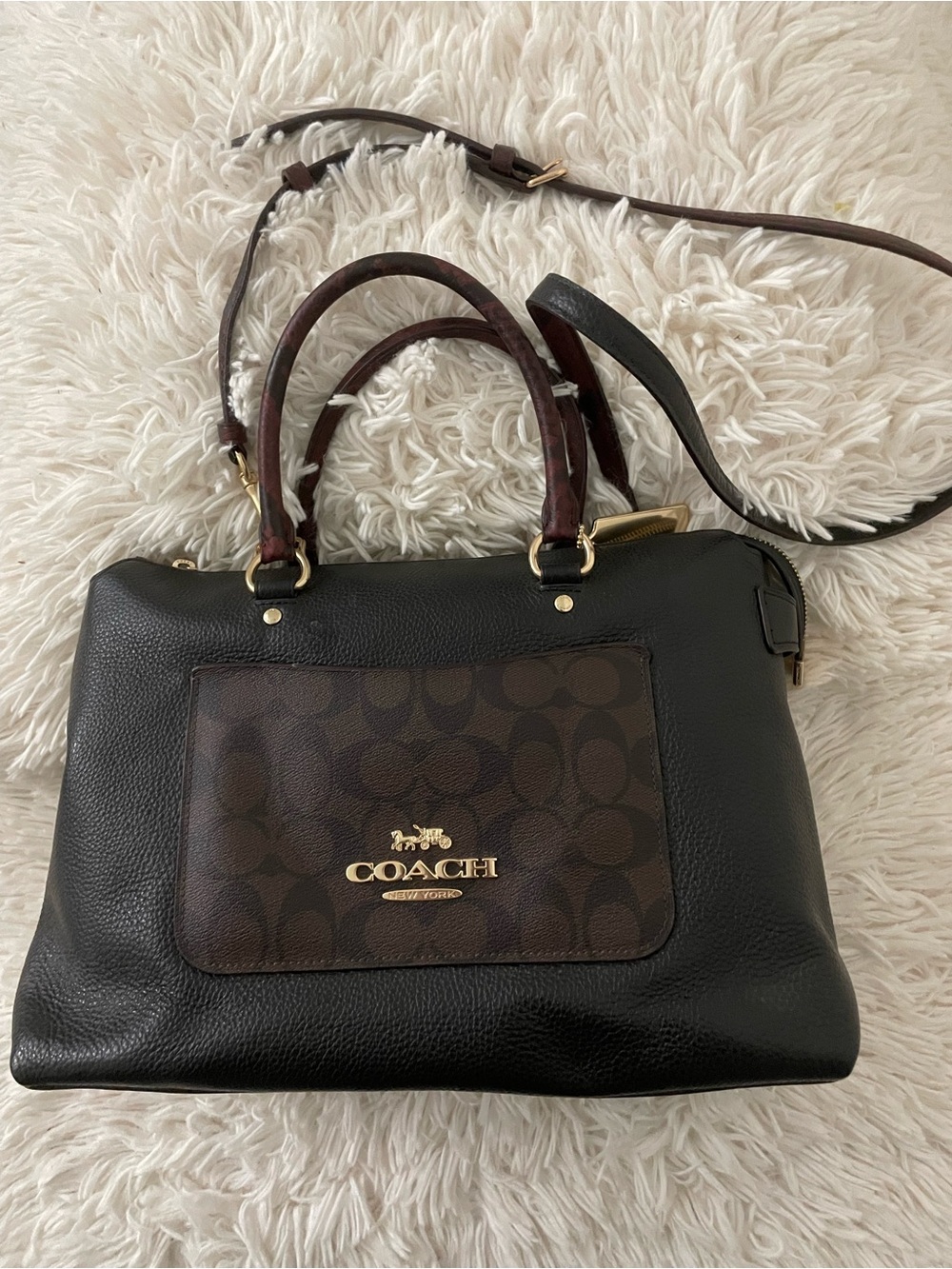 Coach Mini Emma Python Accent Satchel Leather Shoulder Bag